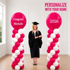 Grad Pink 2026 PERSONALIZED Airfill Double Balloon Column Set